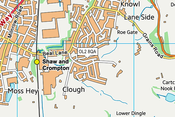 OL2 8QA map - OS VectorMap District (Ordnance Survey)