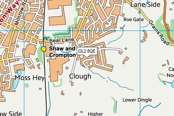 OL2 8QE map - OS VectorMap District (Ordnance Survey)