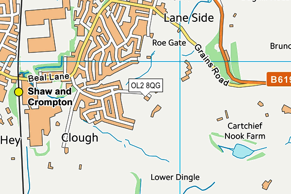 Shaw Cricket Club map (OL2 8QG) - OS VectorMap District (Ordnance Survey)