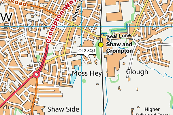 OL2 8QJ map - OS VectorMap District (Ordnance Survey)