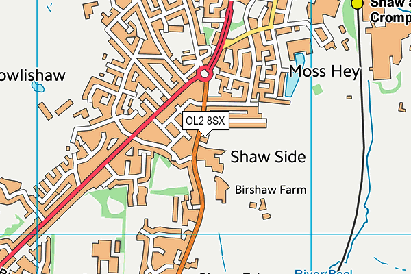 OL2 8SX map - OS VectorMap District (Ordnance Survey)