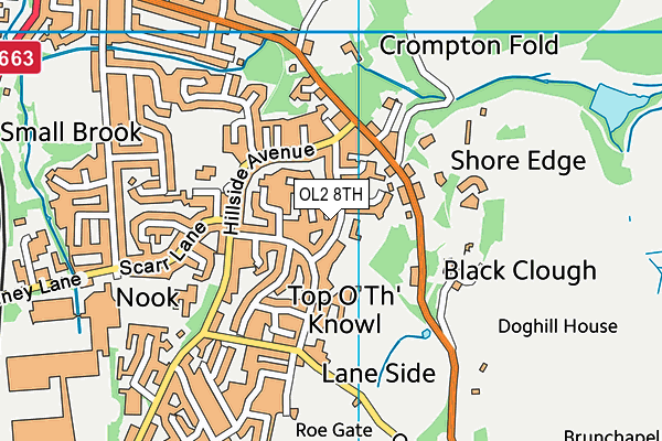 OL2 8TH map - OS VectorMap District (Ordnance Survey)