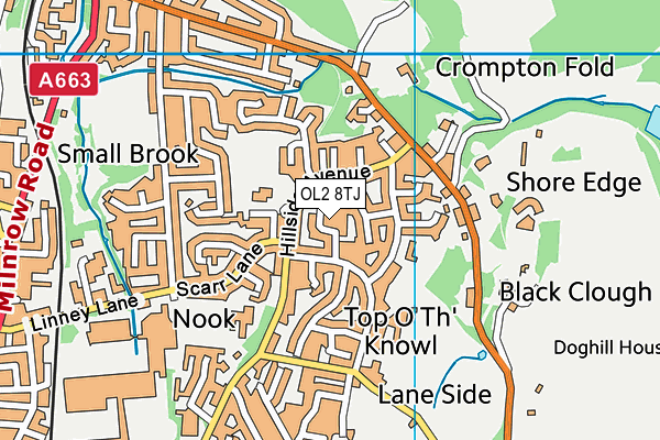 OL2 8TJ map - OS VectorMap District (Ordnance Survey)