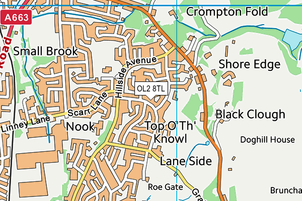 OL2 8TL map - OS VectorMap District (Ordnance Survey)