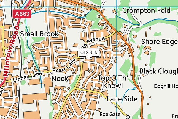 OL2 8TN map - OS VectorMap District (Ordnance Survey)