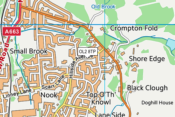 OL2 8TP map - OS VectorMap District (Ordnance Survey)