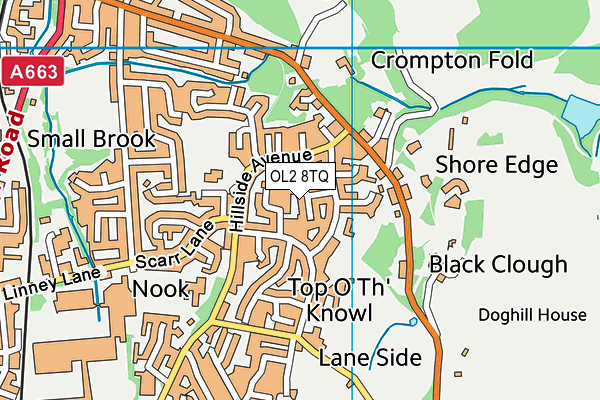 OL2 8TQ map - OS VectorMap District (Ordnance Survey)