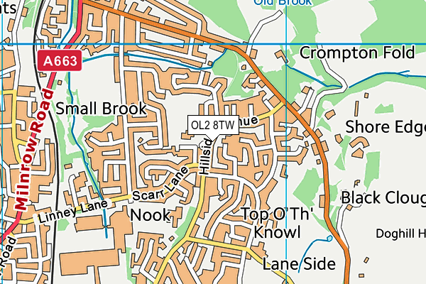 OL2 8TW map - OS VectorMap District (Ordnance Survey)