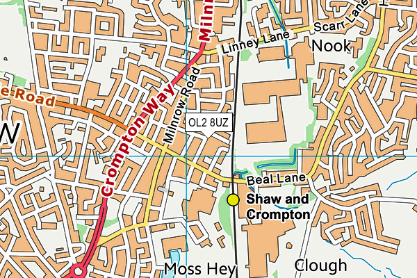 OL2 8UZ map - OS VectorMap District (Ordnance Survey)