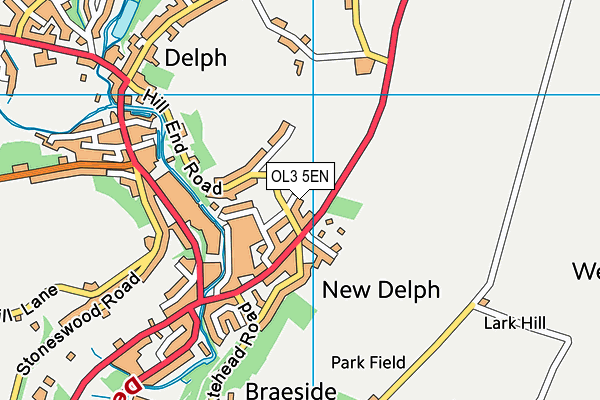 Delph And Dobcross Cricket Club map (OL3 5EN) - OS VectorMap District (Ordnance Survey)
