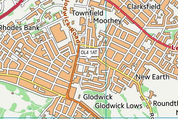 OL4 1AT map - OS VectorMap District (Ordnance Survey)