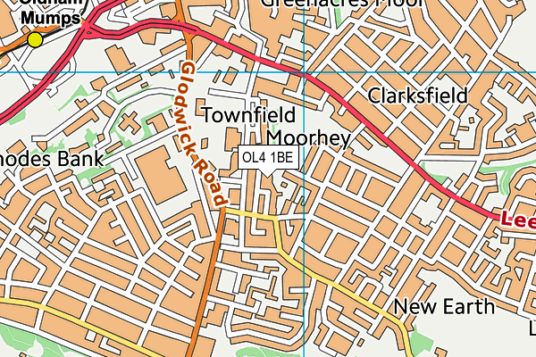 OL4 1BE map - OS VectorMap District (Ordnance Survey)