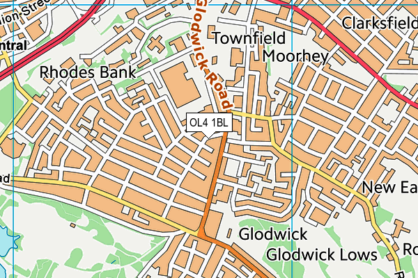 OL4 1BL map - OS VectorMap District (Ordnance Survey)