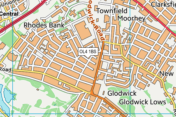 OL4 1BS map - OS VectorMap District (Ordnance Survey)