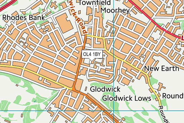 OL4 1BY map - OS VectorMap District (Ordnance Survey)