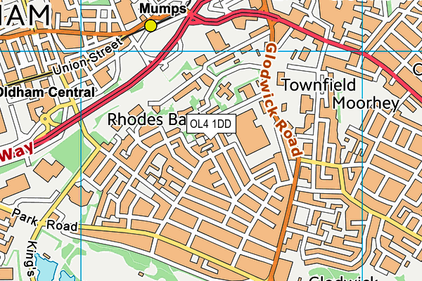 OL4 1DD map - OS VectorMap District (Ordnance Survey)