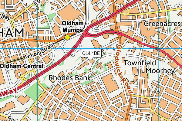 OL4 1DE map - OS VectorMap District (Ordnance Survey)