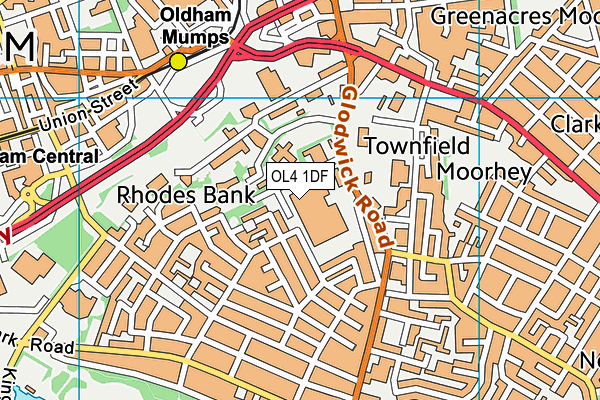 OL4 1DF map - OS VectorMap District (Ordnance Survey)