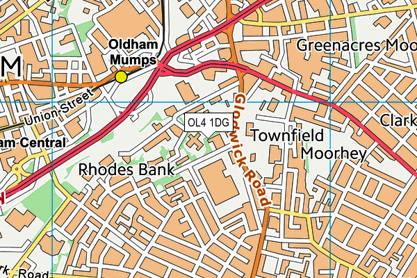 OL4 1DG map - OS VectorMap District (Ordnance Survey)