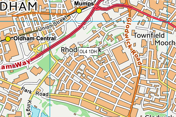 OL4 1DH map - OS VectorMap District (Ordnance Survey)