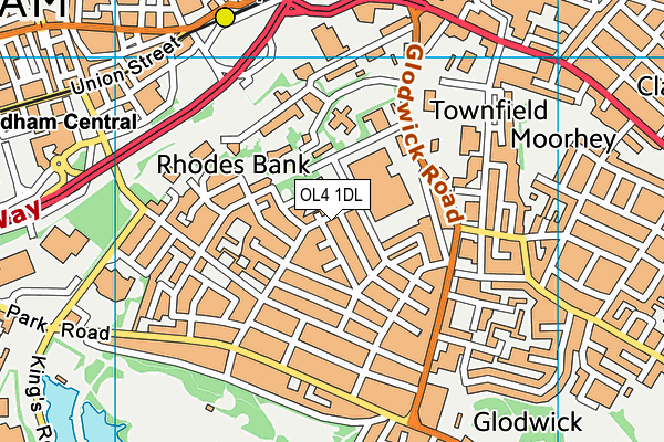 OL4 1DL map - OS VectorMap District (Ordnance Survey)