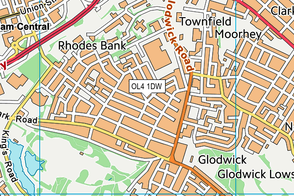 OL4 1DW map - OS VectorMap District (Ordnance Survey)