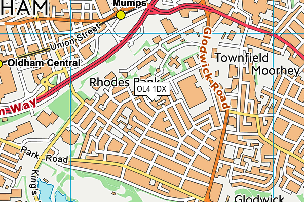 OL4 1DX map - OS VectorMap District (Ordnance Survey)