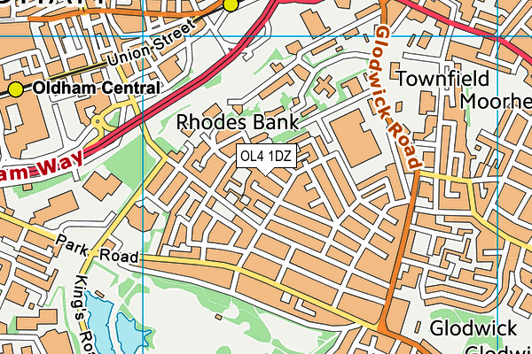 OL4 1DZ map - OS VectorMap District (Ordnance Survey)