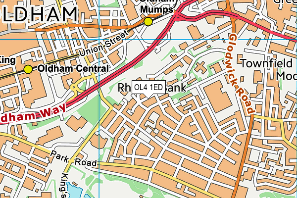 OL4 1ED map - OS VectorMap District (Ordnance Survey)