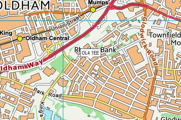 OL4 1EE map - OS VectorMap District (Ordnance Survey)