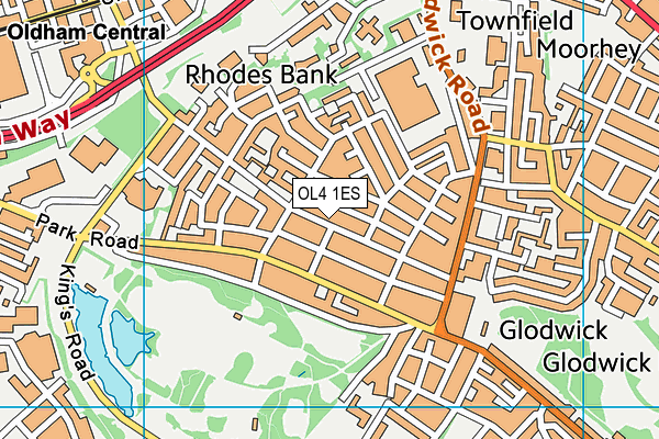 OL4 1ES map - OS VectorMap District (Ordnance Survey)