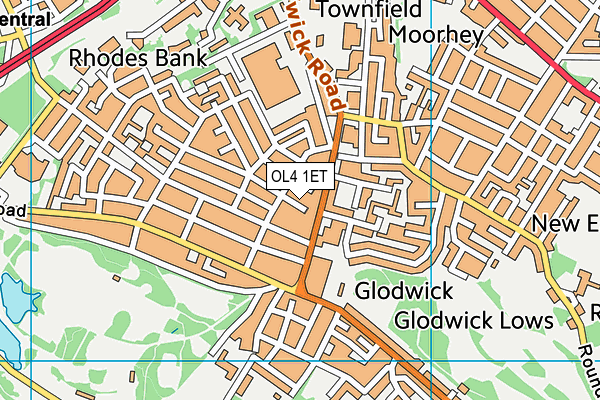 OL4 1ET map - OS VectorMap District (Ordnance Survey)