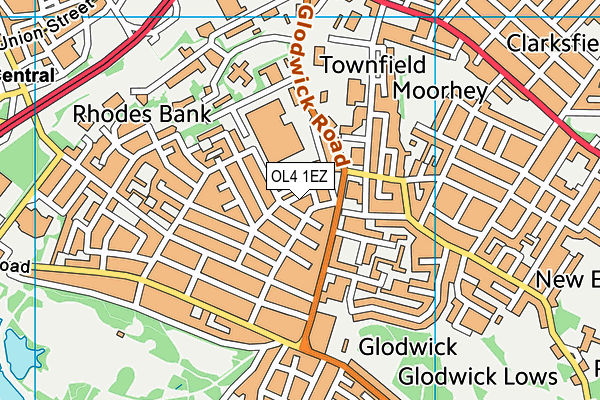OL4 1EZ map - OS VectorMap District (Ordnance Survey)