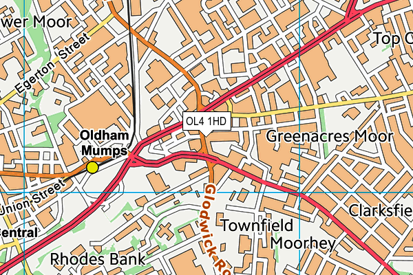 OL4 1HD map - OS VectorMap District (Ordnance Survey)