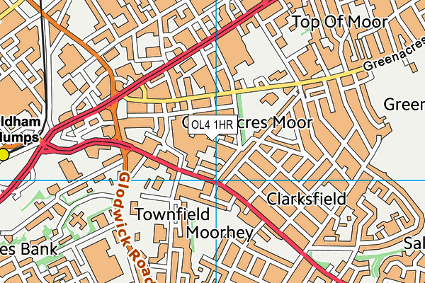 OL4 1HR map - OS VectorMap District (Ordnance Survey)