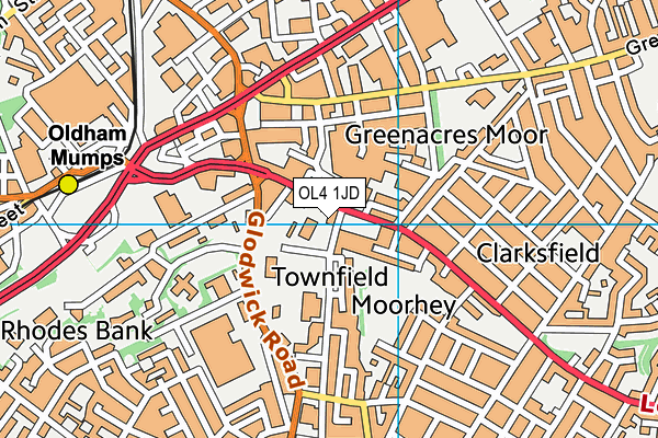 OL4 1JD map - OS VectorMap District (Ordnance Survey)