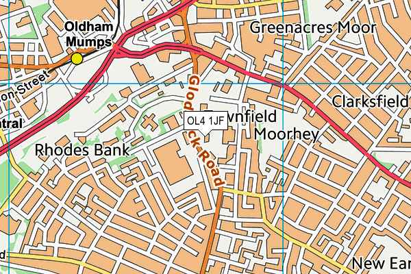 OL4 1JF map - OS VectorMap District (Ordnance Survey)