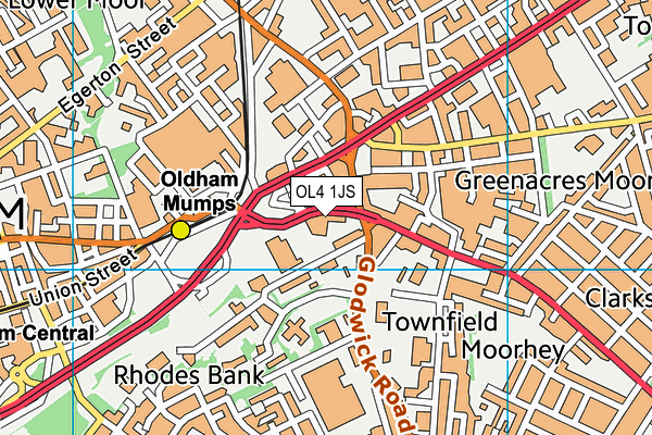 OL4 1JS map - OS VectorMap District (Ordnance Survey)