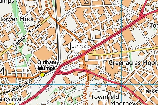 OL4 1JZ map - OS VectorMap District (Ordnance Survey)