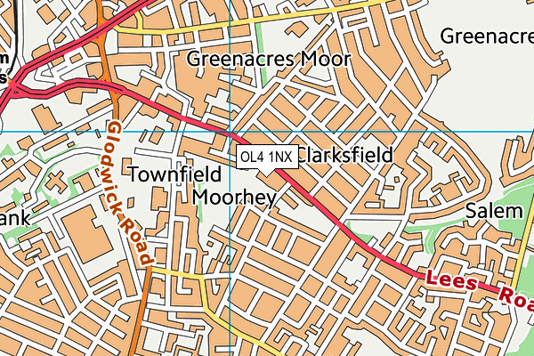 OL4 1NX map - OS VectorMap District (Ordnance Survey)