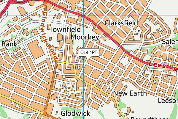 OL4 1PT map - OS VectorMap District (Ordnance Survey)