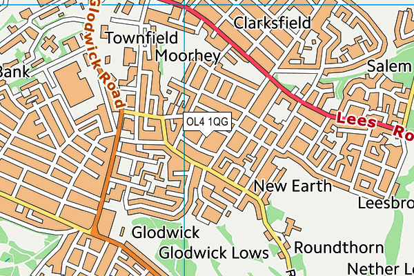 OL4 1QG map - OS VectorMap District (Ordnance Survey)