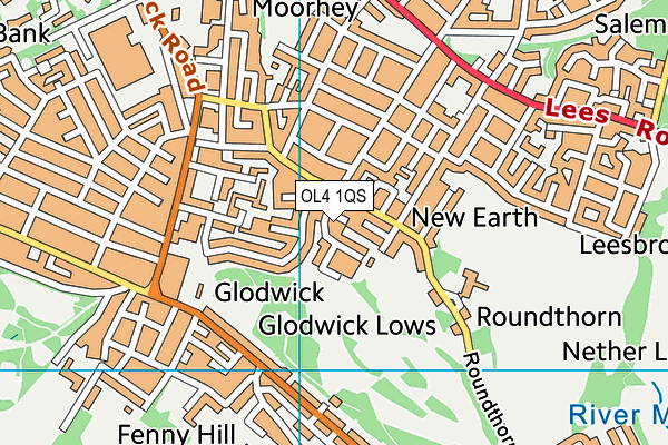 OL4 1QS map - OS VectorMap District (Ordnance Survey)