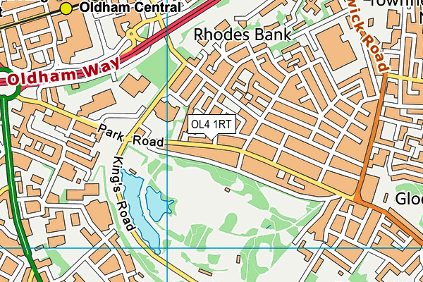 OL4 1RT map - OS VectorMap District (Ordnance Survey)
