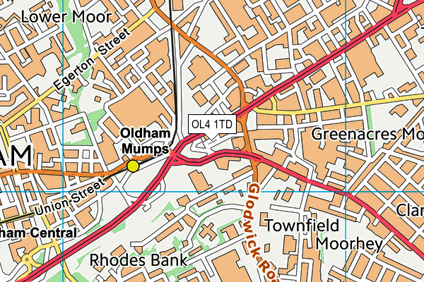 OL4 1TD map - OS VectorMap District (Ordnance Survey)