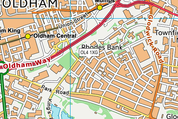 OL4 1XG map - OS VectorMap District (Ordnance Survey)