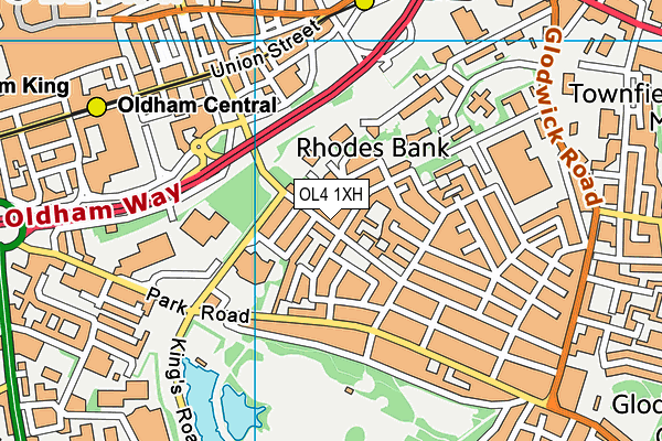 OL4 1XH map - OS VectorMap District (Ordnance Survey)