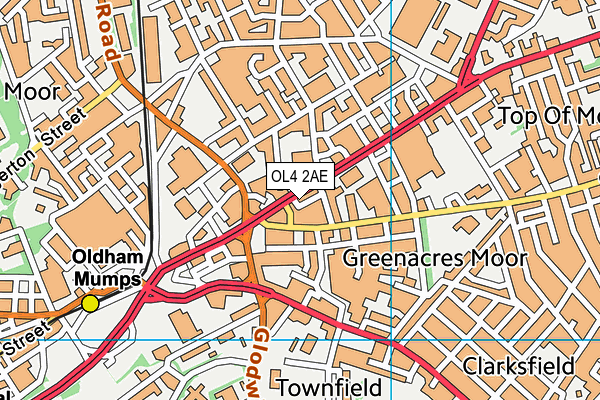 OL4 2AE map - OS VectorMap District (Ordnance Survey)