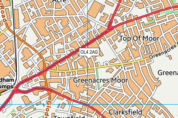 OL4 2AG map - OS VectorMap District (Ordnance Survey)