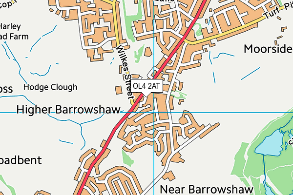 OL4 2AT map - OS VectorMap District (Ordnance Survey)